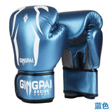 Gants de boxe TX Gingpai bleu, cuir PU