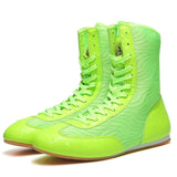 Chaussures de boxe vert fluo, tige semi-montante, la paire