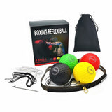 Maxi Pack balle réflexe boxe : 4 balles sur 2 niveaux, bandeau, élastiques de rechange et sac