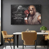 Tableau citation Mike Tyson, texte a gauche et portrait couleur a droite, format paysage
