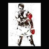 Tableau boxe lot de 3 toiles, silhouettes de boxeurs en projections d'encre, accroche dans une salle de sport