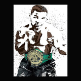 Tableau boxe lot de 3 toiles, silhouettes de boxeurs en projections d'encre, affiche dans un salon