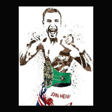 Tableau boxe lot de 3 toiles, silhouettes de boxeurs en projections d'encre, vue rapprochee de la toile