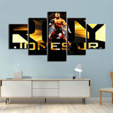 Tableau Roy Jones Jr 5 pieces, short rouge et plaque WBC, lettrage dore