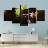 Tableau Conor McGregor en high kick, poudre verte, 5 pièces