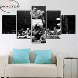 Tableau Ali vs Liston 5 pièces accroché au-dessus d'un lit