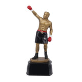 Statue de boxeur bras levé, finition bronze