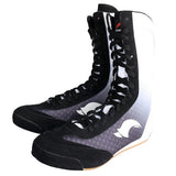 Bottes de boxe en dégradé noir et blanc, bout suédé noir